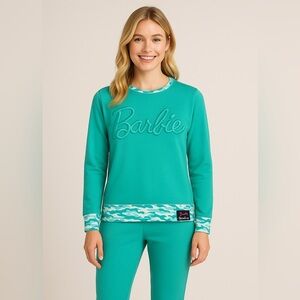 6. Barbie X Ugly Dukling • NWT Turquoise Sweatshirt with Patterned Trim